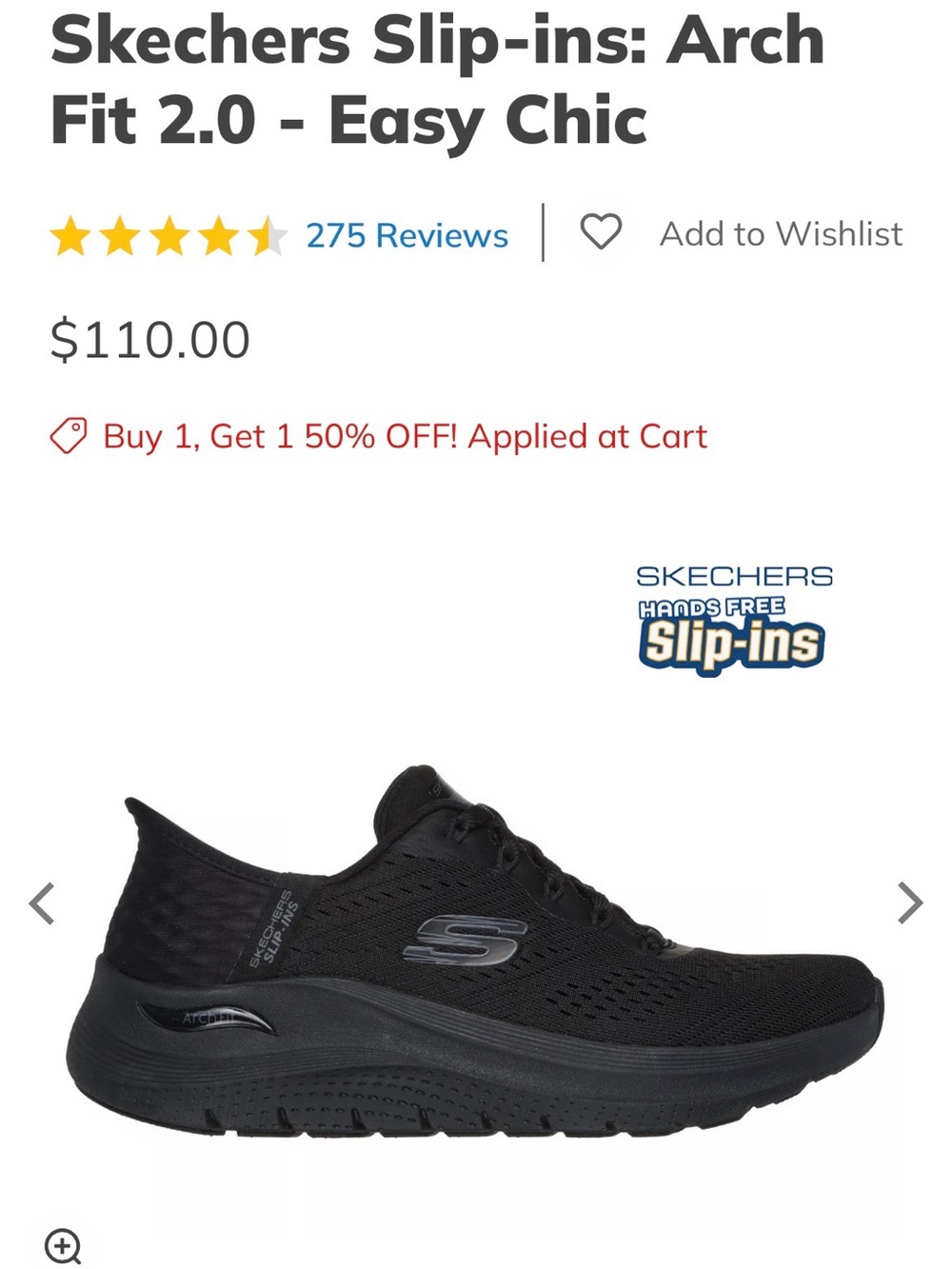 Skechers Slip-Ins Arch Fit 2.0 Easy Chic Womens Hands Free Shoes NWOT - Picture 8 of 8